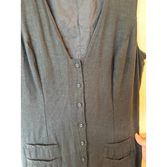 Et Clet Sleeveless Button Front Straight Leg Jumpsuit V-Neck Black Women's Small - Picture 4 of 11